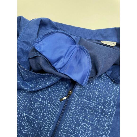 Bon Worth Vintage Embroidered Geometric Full Zip Jacket Grandma Blue S Petite - Picture 7 of 11